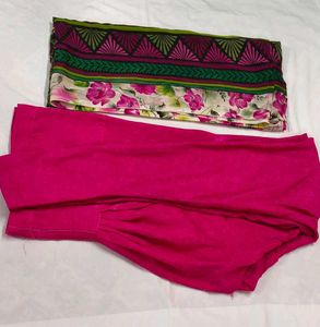 Vibrant Floral Pink Print Dupatta, Chudidar