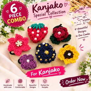 Handmade Crochet Hair Ties - 6 Pc Combo