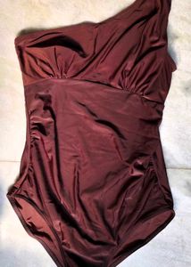 Brown One-Shoulder Swimsuit