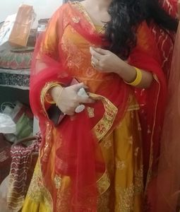 Trending Colour Mustard Red Lehanga ❤️🌼