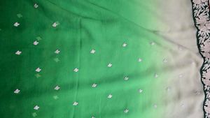 dual-tone green ombre chiffon saree, a gracefully