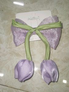Cute Purple Bow with Flower Dangles