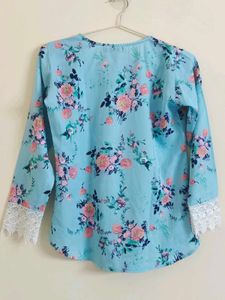 Blue Pink Floral Top