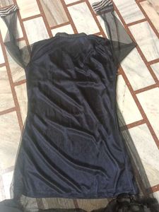Black Sequined Kurta with Net Sleeves