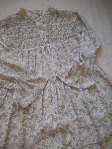 Women's Boho Floral Printed Smocked Tunic Top