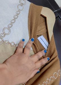 Tan Color Chain Detail Knit Winter Top for 42 Bust