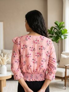Chic Floral Ruffle Sleeve Top