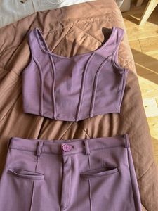 Mauve Two-Piece Crop & Pant Set