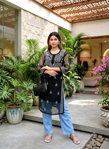 Black Chikankari Sheer Kurta🖤✨😍