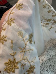 Elegant White &amp; Gold Embroidered Skirt