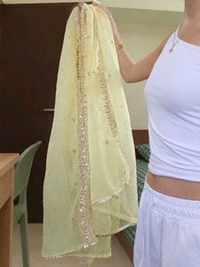 SALE ❗two 2 Embellished yellow + white Dupatta