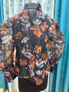 Puffed Sleeve Organza Top