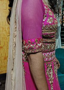Ethnic Gown Pink &amp; Gold Embroidered