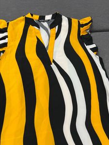 Stylish Striped Flutter Sleeve Top