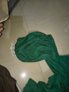 Elegant Green Puff Sleeve Dress