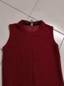Burgundy Sleeveless Midi Dress