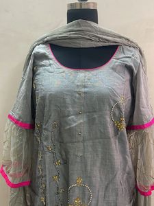 Elegant Grey Kurta Set with Dupatta