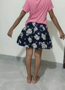 Chic Navy Floral Skater Skirt