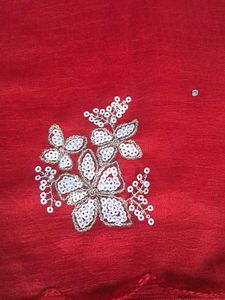 Elegant Red Embroidered Saree