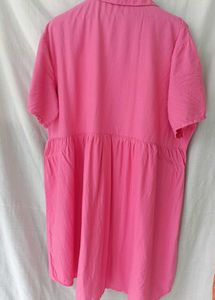 Pretty Pink Button-Up Babydoll tunic top