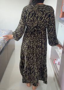 Boho Floral Print Maxi Dress balloon sleeves
