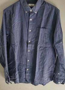Men's Blue Casual Button-Down Shirt