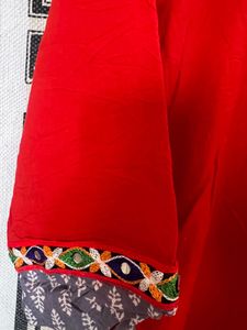 Orange Kurta with Mirror Work