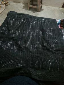 New Black Sequence saree with attached blouse piec