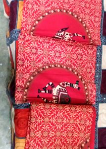Bombay Hyies Cotton Fabric Red Designed Bed Sheet