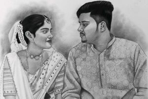 Hand-Drawn Couple Portrait Sketch