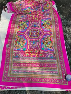 Vibrant Ethnic Saree with Mirror Work