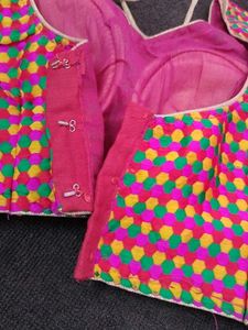 Multicolored Stitch Blouse With Pads