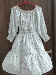 Zoya Fashions Classic Polka Dot Off-Shoulder Dress