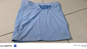Light Blue Embroidered Mini Skirt