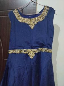 Elegant Navy Blue Embellished Gown