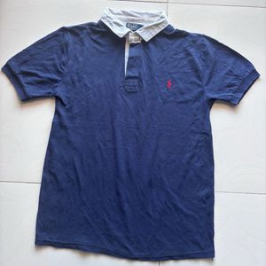 RALPH LAUREN Men's Blue Polo Shirt with Red Pony L
