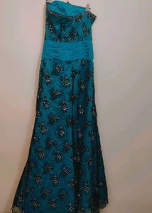 Stunning Cyan Embellished Gown For 30 Bust