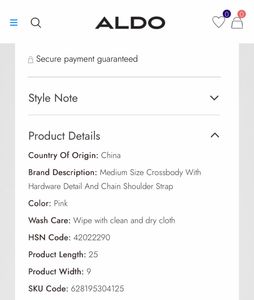 Aldo Chain Strap Crossbody Bag