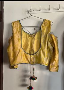 Elegant Yellow Brocade Blouse