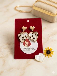 Korean Enamel Daisy Heart Drop Earrings