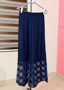Navy Blue Kurta Set with Sheer Overlay