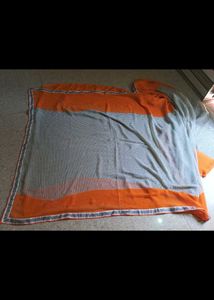 Elegant Printed Saree with Orange Border