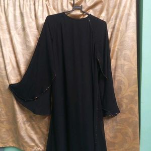 Elegant Black Abaya with Embellished Sleeves