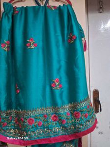 Beautiful Embroidered Teal green shining