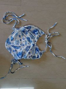 Blue and White Celestial Print Halter Top