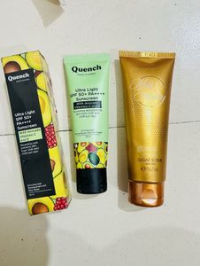 Offer 🔥Quench korea Ultra Light SPF 50+gold scrub