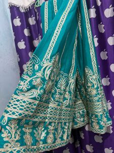 Elegant Teal Kurta Set with Gold Embroidery