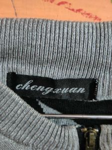 Grey Lightning Print Zipper Sweater