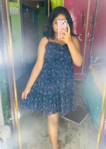 Chic Navy Floral Print Mini Dress