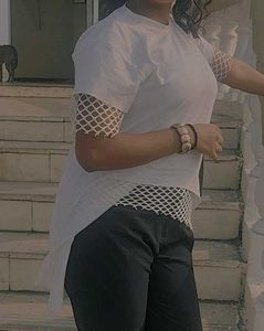 Stylish White Tunic Top with Mesh Detail